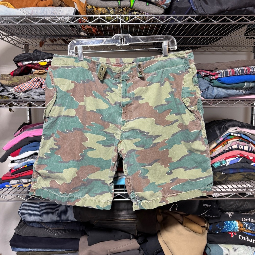 Polo Ralph Lauren Shorts Mens 36 Green Camo Cargo Military Style Cotton Blend